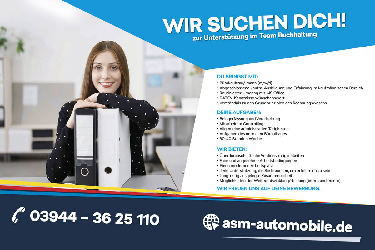 Bürokauffrau/-mann (m/w/d) bei ASM Autoservice Meißner e.K.